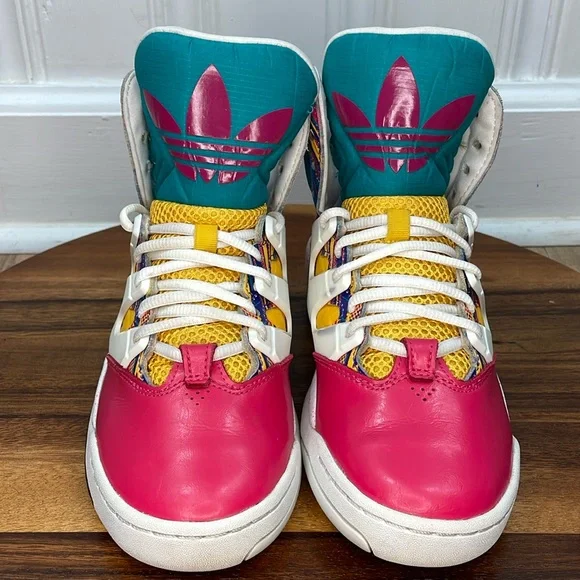 adidas Multicolor High-Top Athletic Sneakers — Pink, Teal, Yellow - Picture 6 of 16